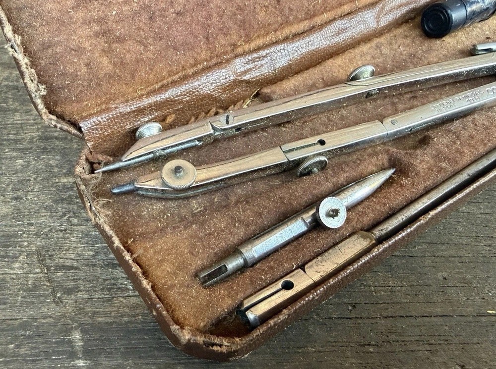 Vintage Wedoco 461 Drawing Compass Set In Original Case Engineering Surveying