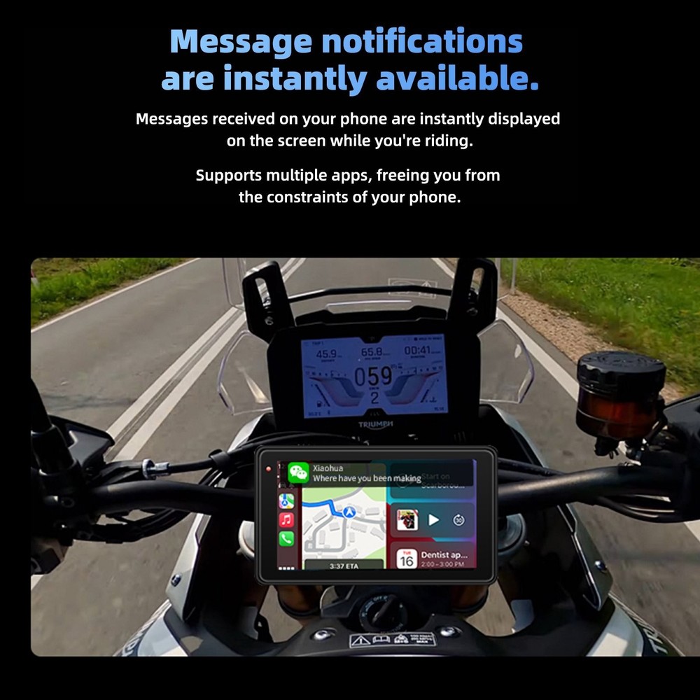 7Inch Motorcycle Navigation GPS Wireless Carplay Android Touch Screen + TPMS