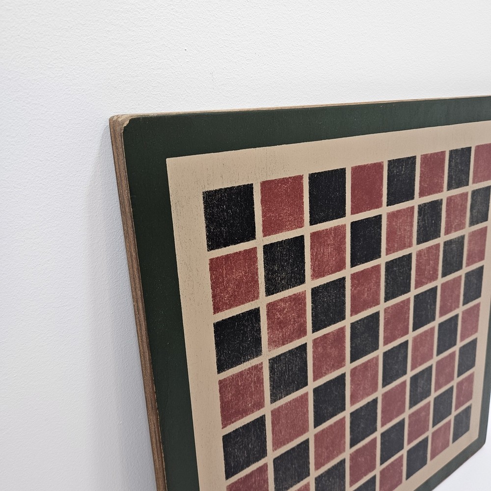 Chess Checker Board Hand Painted Primitive Folk Art Cabincore Cottagecore