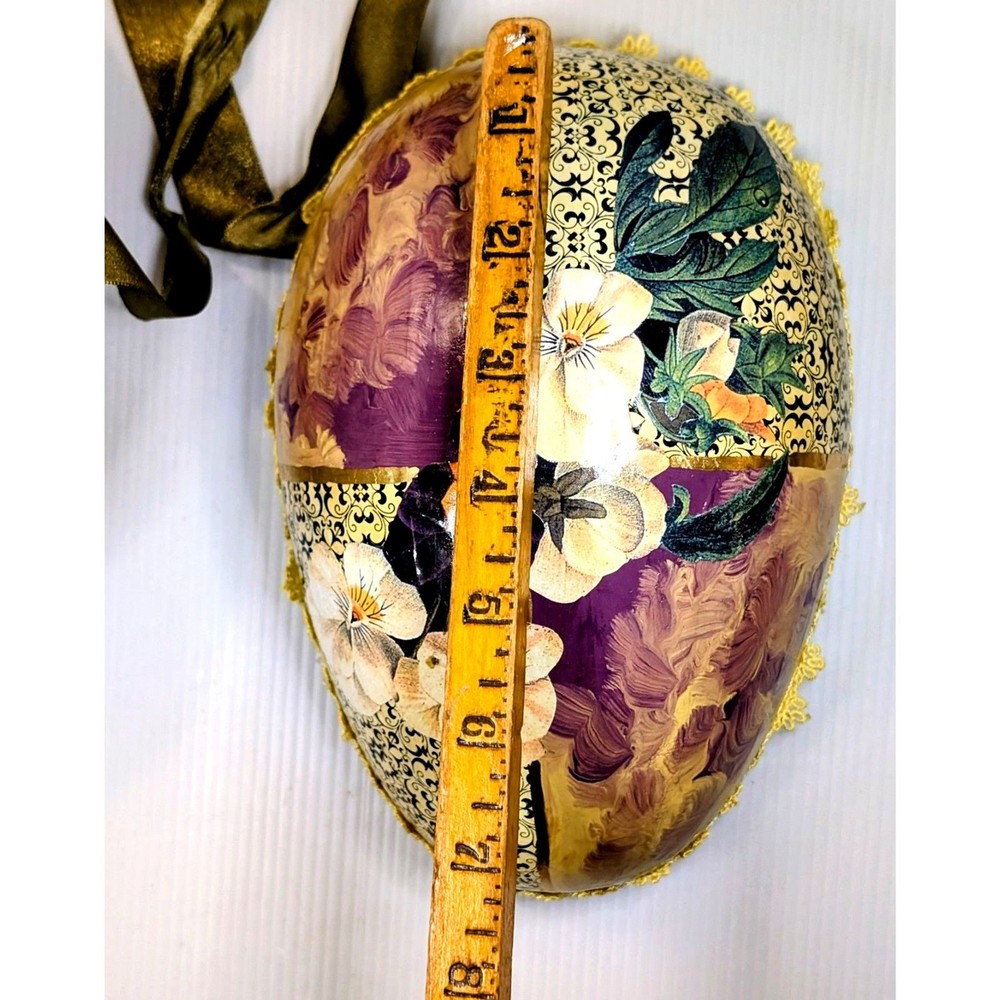 Handmade Large 8” Papier-Mâché Easter Egg Candy Container