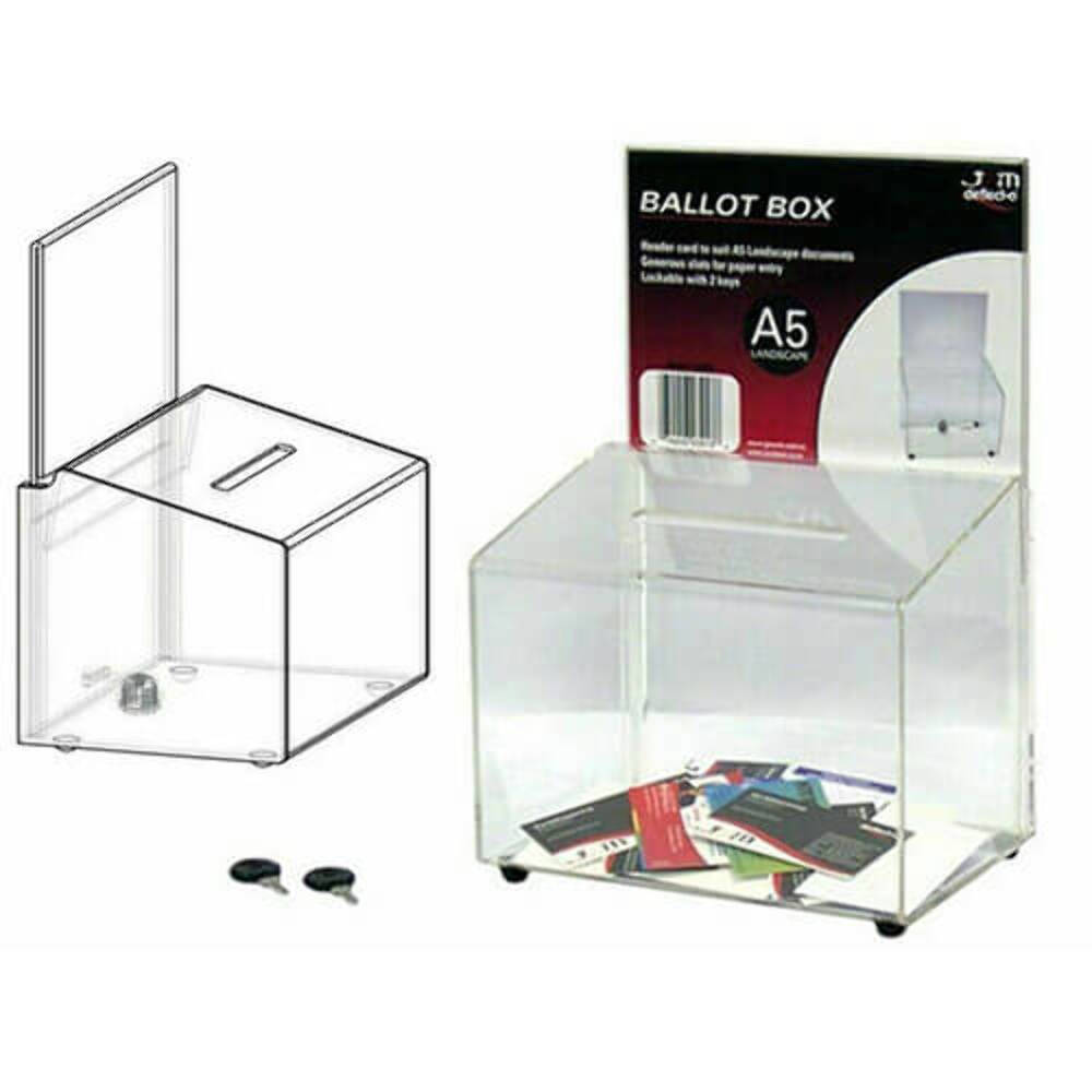Deflecto Landscape Ballot Comment Box Clear A5 Break Resistant Sturdy Plastic