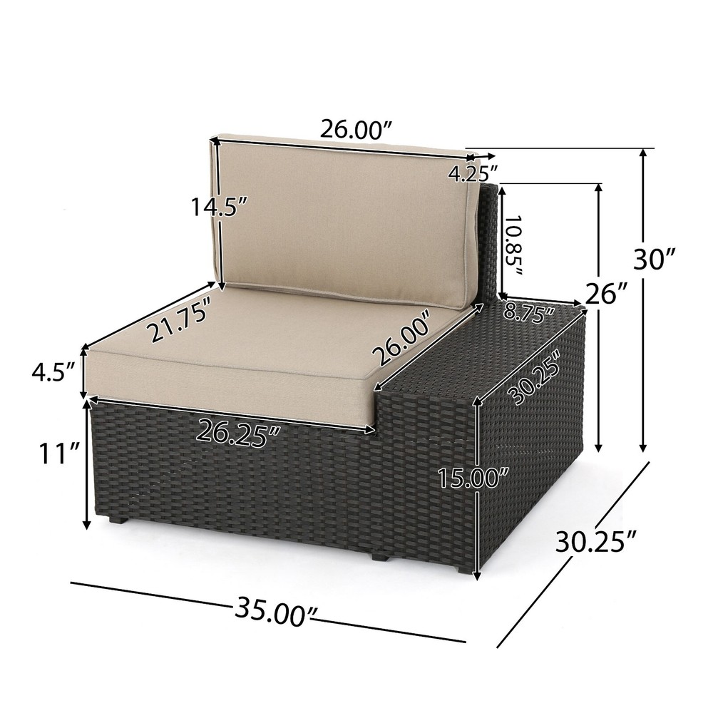 Reddington 6pc Outdoor Brown Wicker Sectional Seating Set