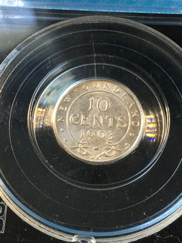 1903 Newfoundland, ¢10 Cent, CCCS Graded, **AU-55**
