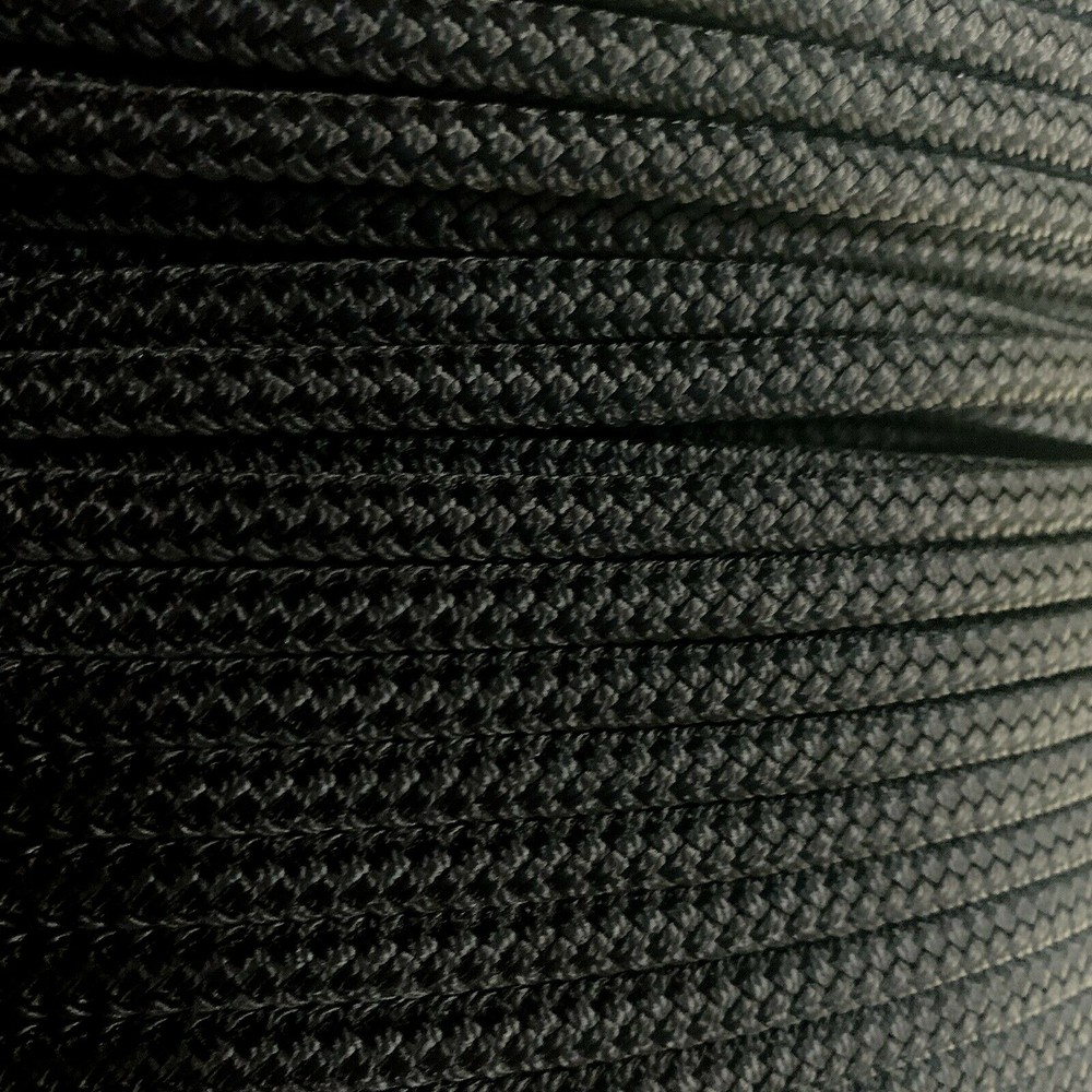1/4 x 100 ft Premium Braid Polyester Anchor, Halter,Utility Rope Hank. Black.