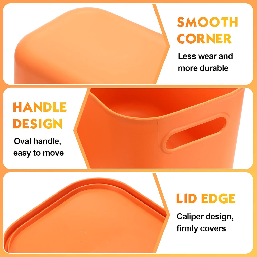 8 Pieces Colorful Storage Bins with Lid and Handle Plastic Stackable Baskets