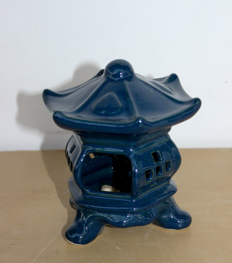 bonsai mudman / figurine blue lantern 4.75" H