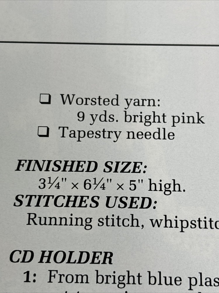 Musical Notes Set Tote & CD Holder Annie's Attic Plastic Canvas Pattern Page