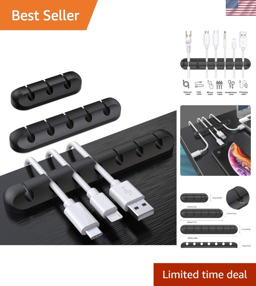 3-Pack Modern Silicone Cable Holder Clips for Desktop or Nightstand Use