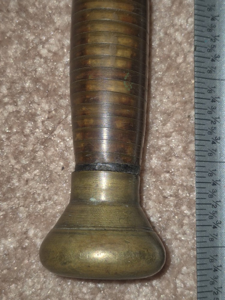 WW2?? Ka-bar Style Knife Solid Brass With Clear Layered Handle Very Solid Heavy