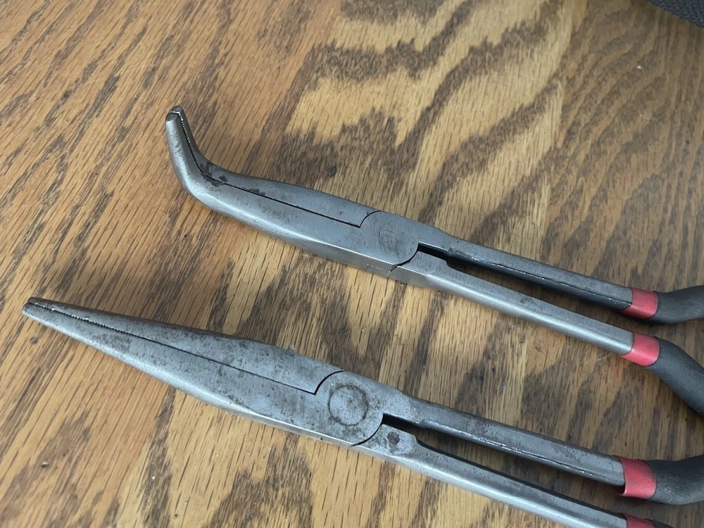 Set 2 Large ATD TOOLS Straight & Bent Needle Nose Pliers Mechanic Hand Tools