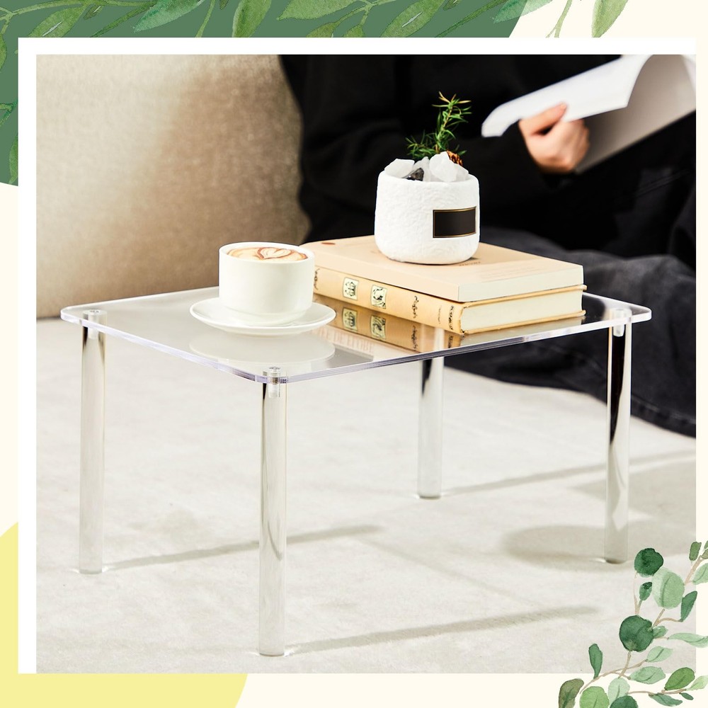 1 Pcs 16 Inch Extra Large Acrylic Risers Display Stands Rectangular 4-leg Acr...