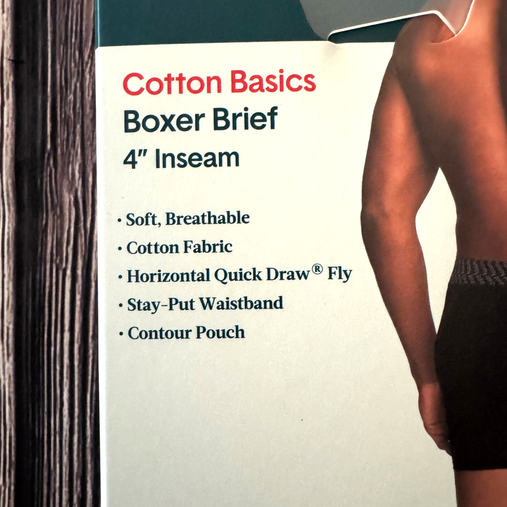 Tommy John Mens Cotton Basics 2 Pack Boxer Briefs Solid White 4” Inseam Medium