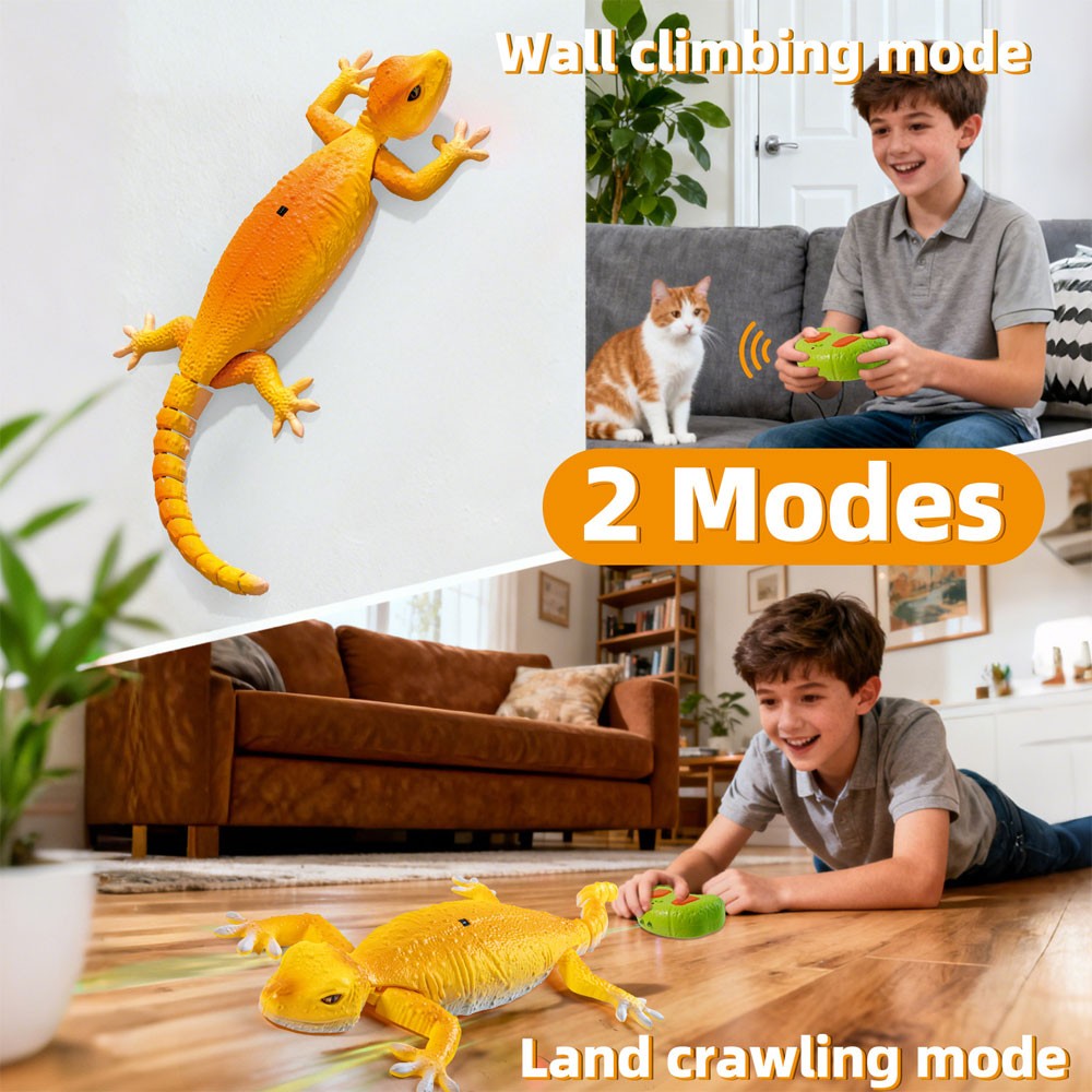 Wall Climb Gecko Toy Remote Control Interactive Game Wall Crawler Robot Kid Gift