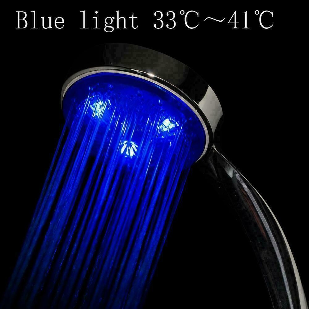 3 Color LED Auto Changing Fixed Shower Head Temperature Sensor Bath Sprinkler