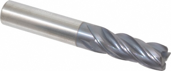 Accupro 3/8" Diam 4 Flute Single End Solid Carbide 0.045" Corner Radius End M...