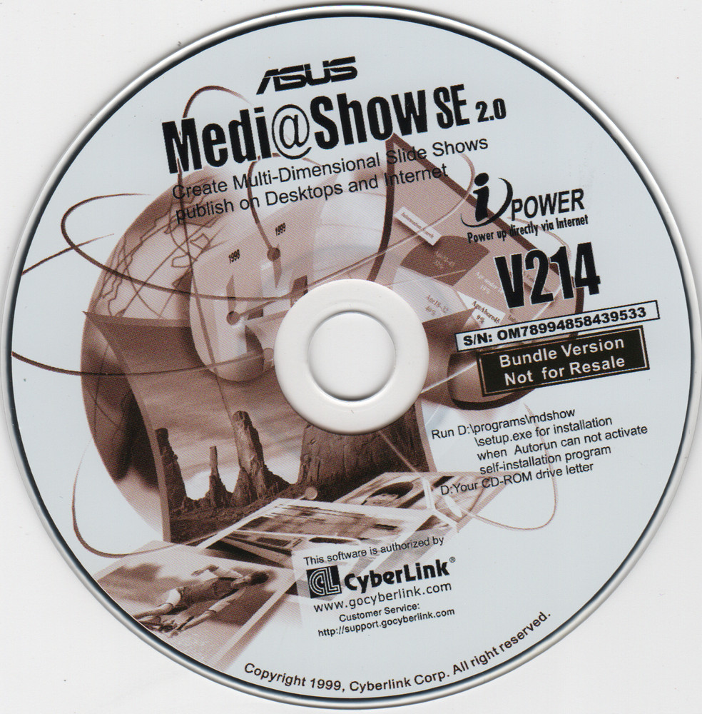 Asus Medi@Show SE 2.0 Cyberlink Bundle Version Utilities CD/DVD