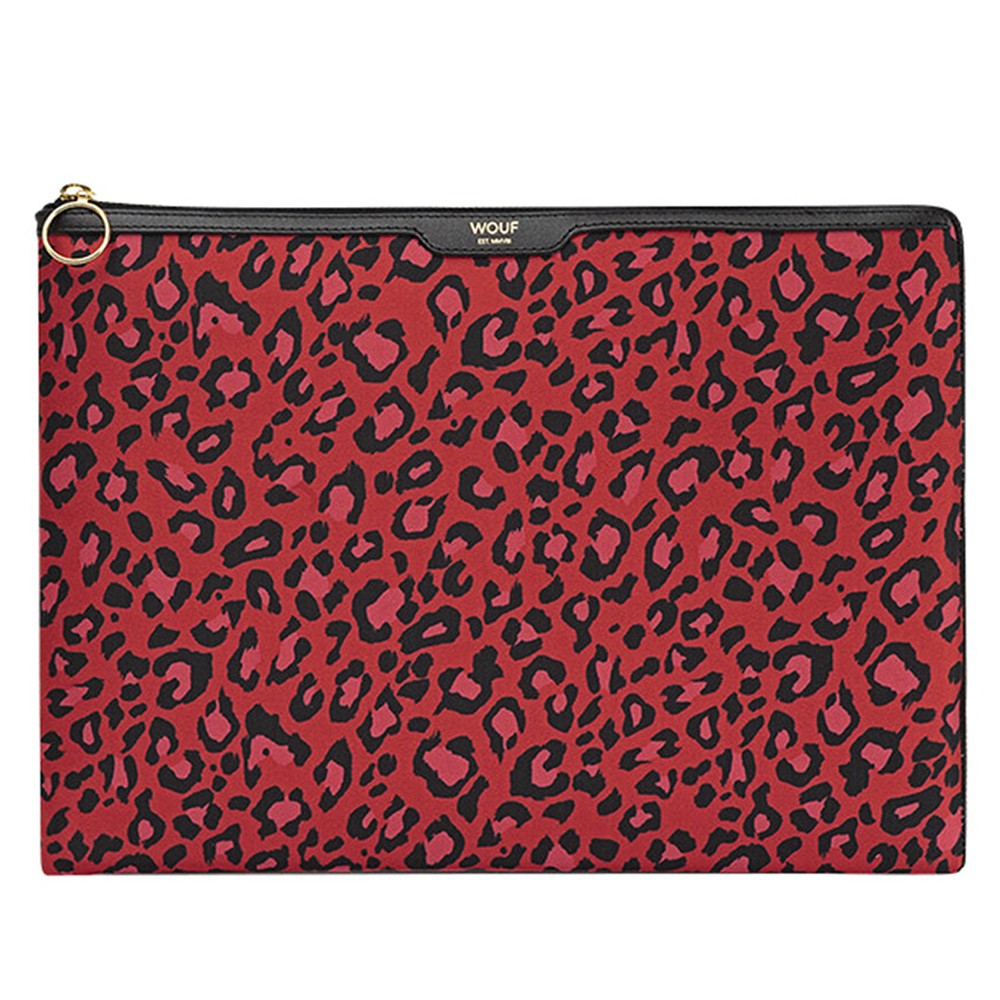 NEW Wouf Laptop Sleeve Red Leopard
