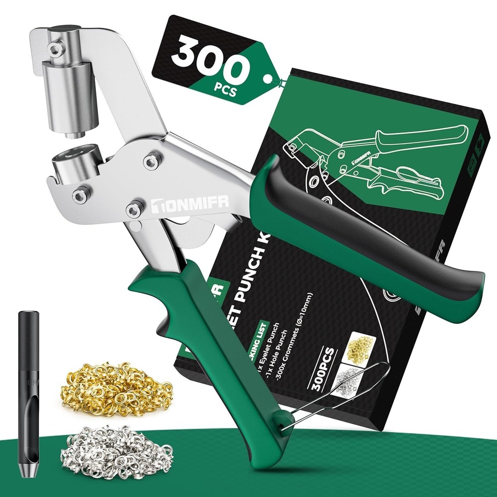 Complete Grommet Kit: Heavy-Duty Press, Hole Cutter & 300 Rust-Resistant Eyelets