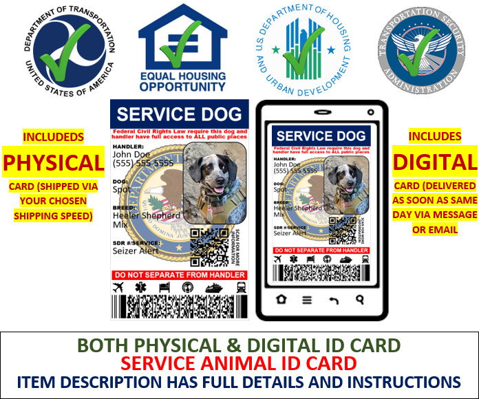 SERVICE DOG ID CARD CUSTOMIZABLE SINGLE SIDED