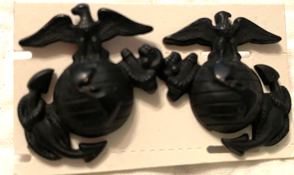 TWO U.S. MARINE EGA PINS, SUBDUED FINISH