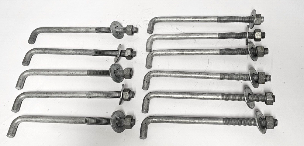 CONCRETE ANCHOR BOLT/GALVANIZED 5/8 10" 1/2", 10PACK