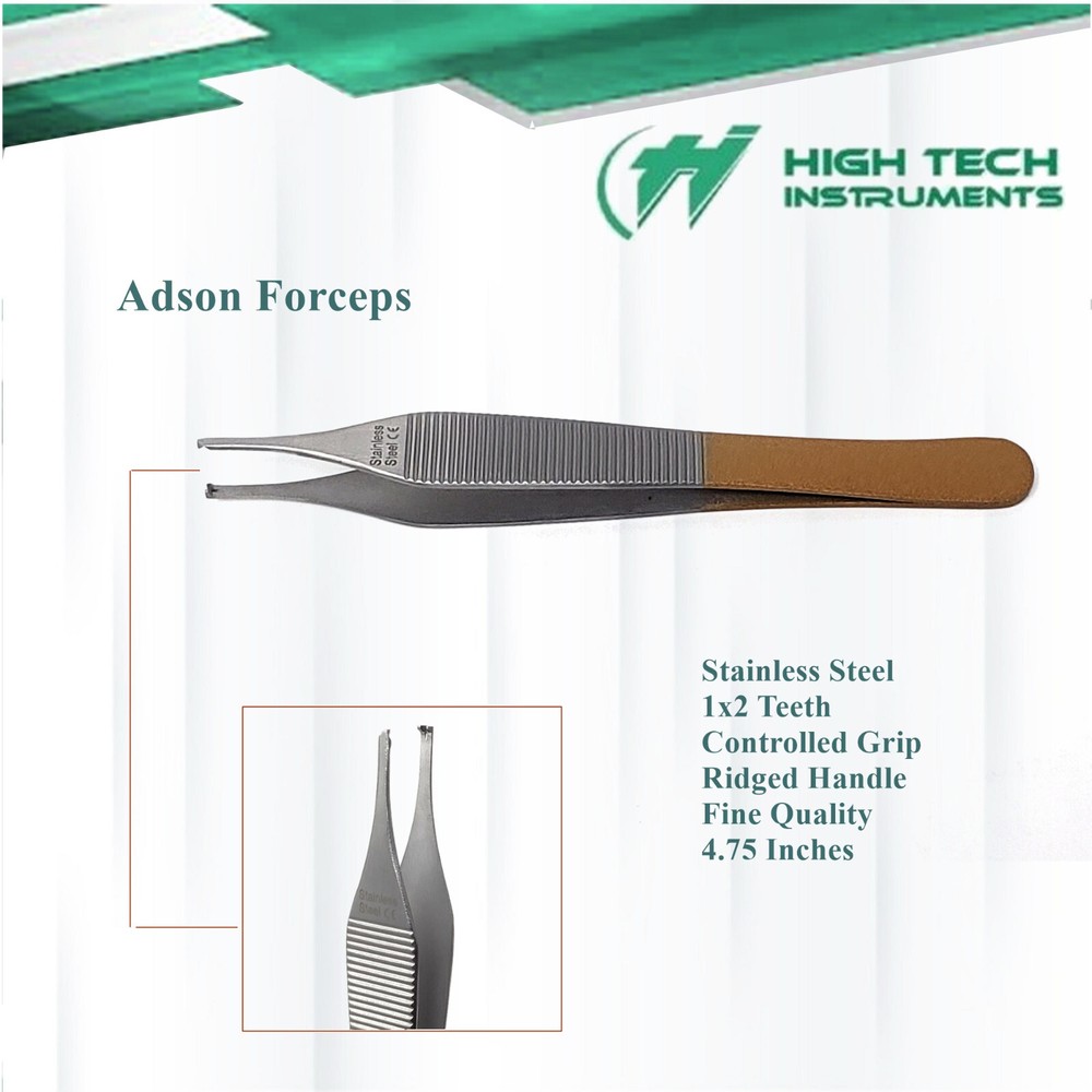 1x2 Adson Brown Forceps Surgical Dental Instruments with Gold Color Handle