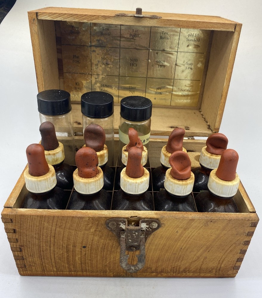 Vintage Co. Wooden Box, Water Testing Kit