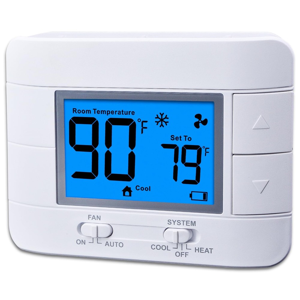 Non Programmable Thermostat for Home - Single Stage 1H/1C, with Room Temperature