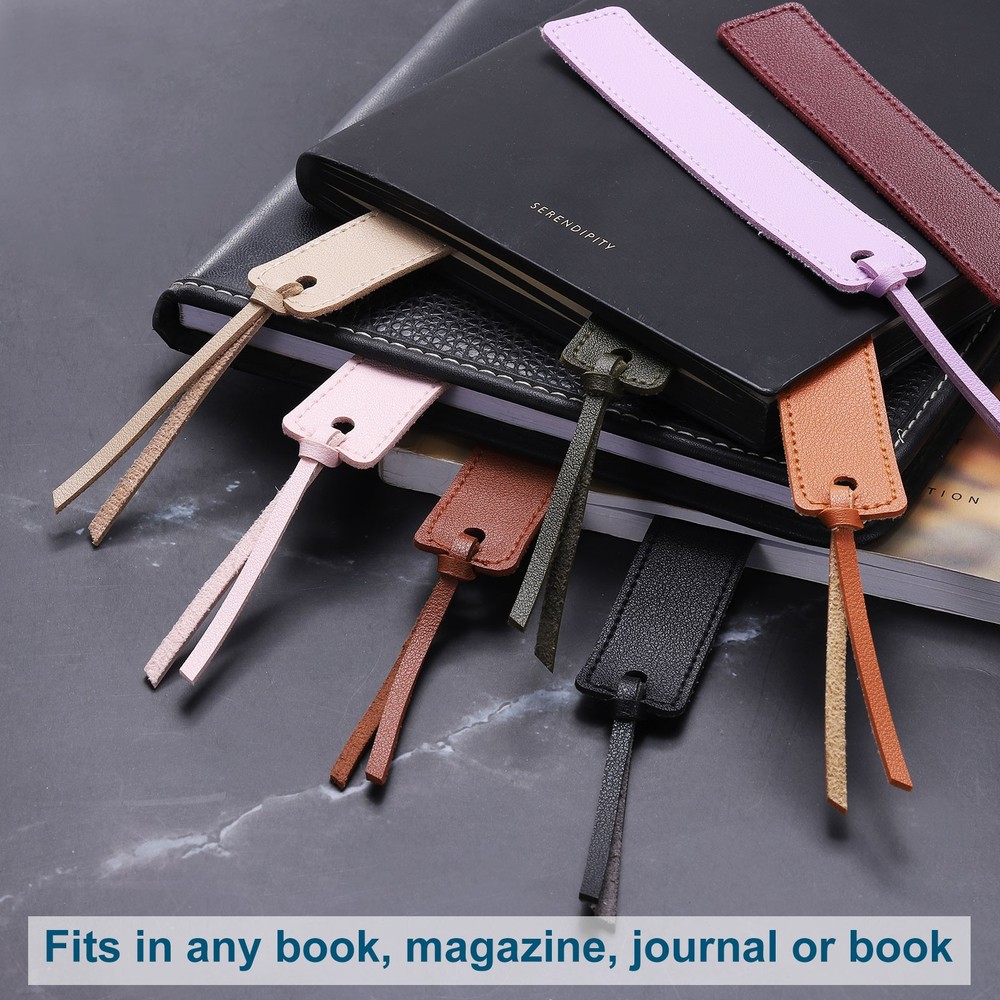 8 Pcs Leather Bookmark, Personalized Handmade Leather Bookmarks, Black