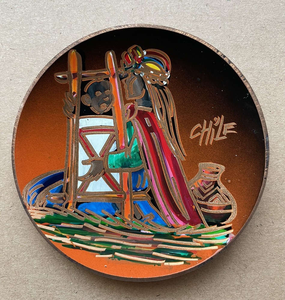 CHILE 🇨🇱 Copper Plate From Chile SMALL 3” Souvenir