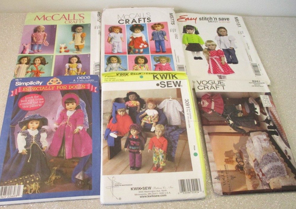 Sewing Patterns for the 18" Dolls - New, Uncut