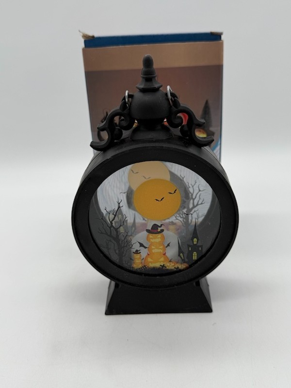 LED Halloween Lantern Black with Jack O'Lantern Design NIB