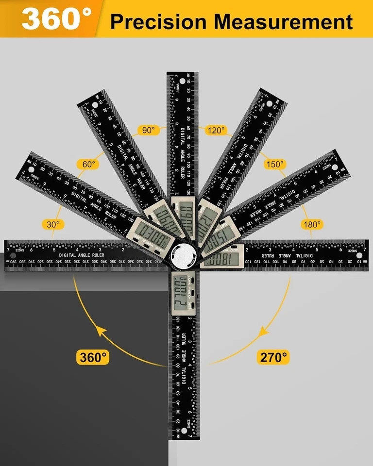 Protractor, Digital Angle Finder Protractor with LCD Display, 2-in-1 360° Angle