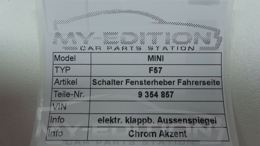 Mini Cooper F57 Window Switch Switch Center Driver 9354857