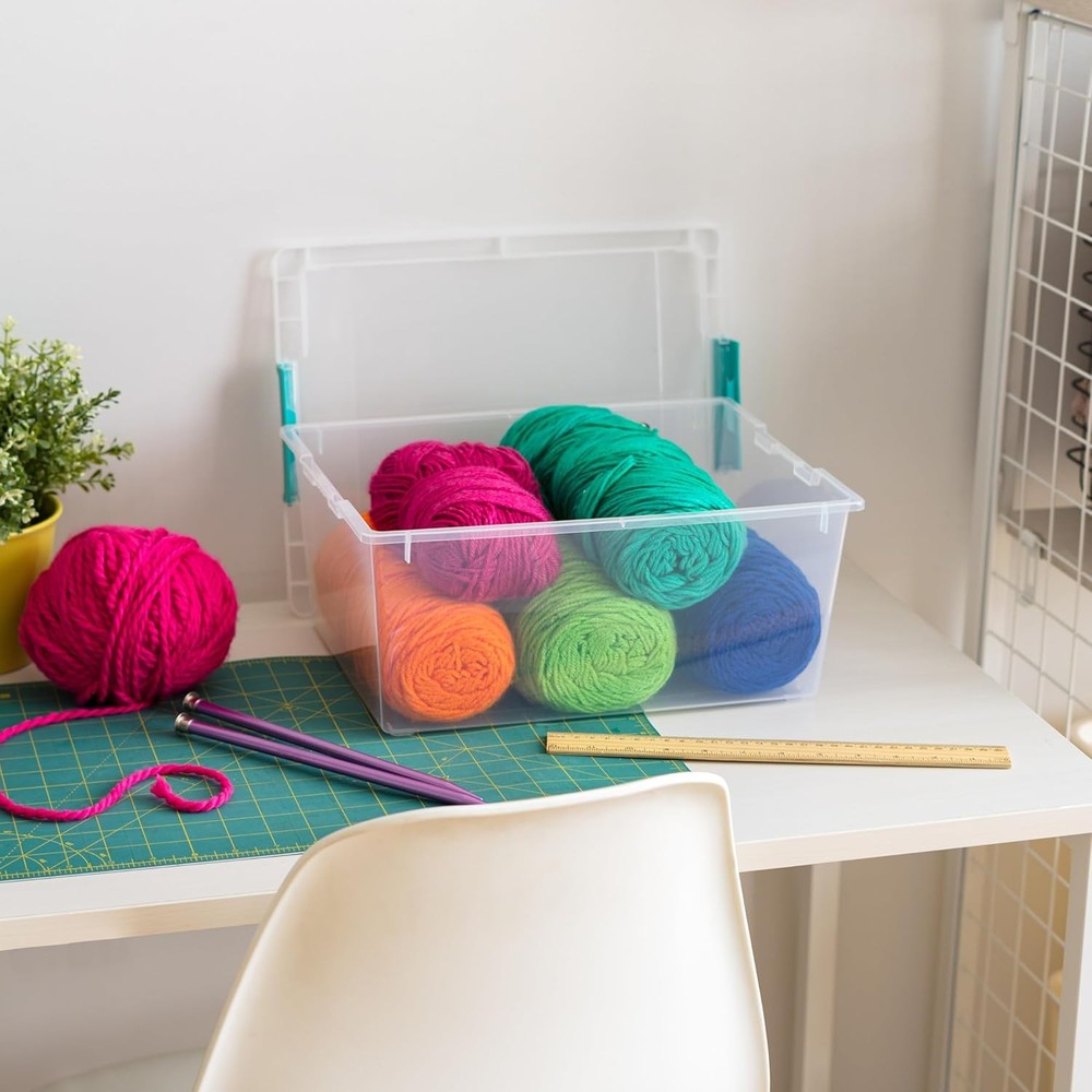 12-Quart Plastic Storage Container Set with Lids (4-Piece Set), Stackable