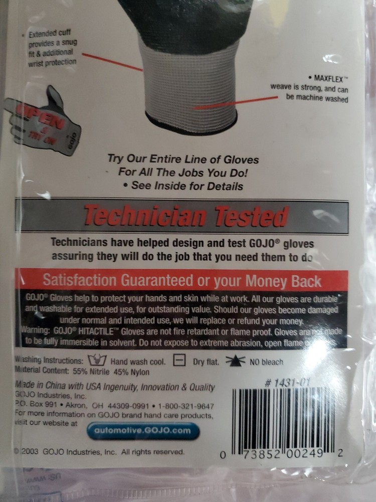 GOJO Professional Technician Gloves. Medium Size. NOS 2003