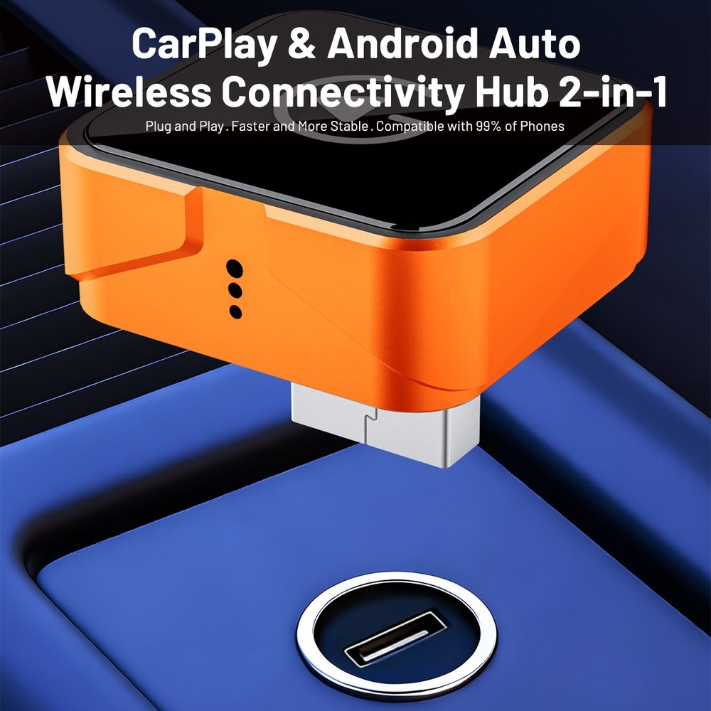 Wireless CarPlay Adapter for Apple iPhone & Android Auto USB Adapter Plug & Play