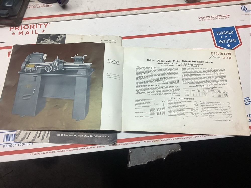 South Bend Lathe Catalog 9-g & 77-g