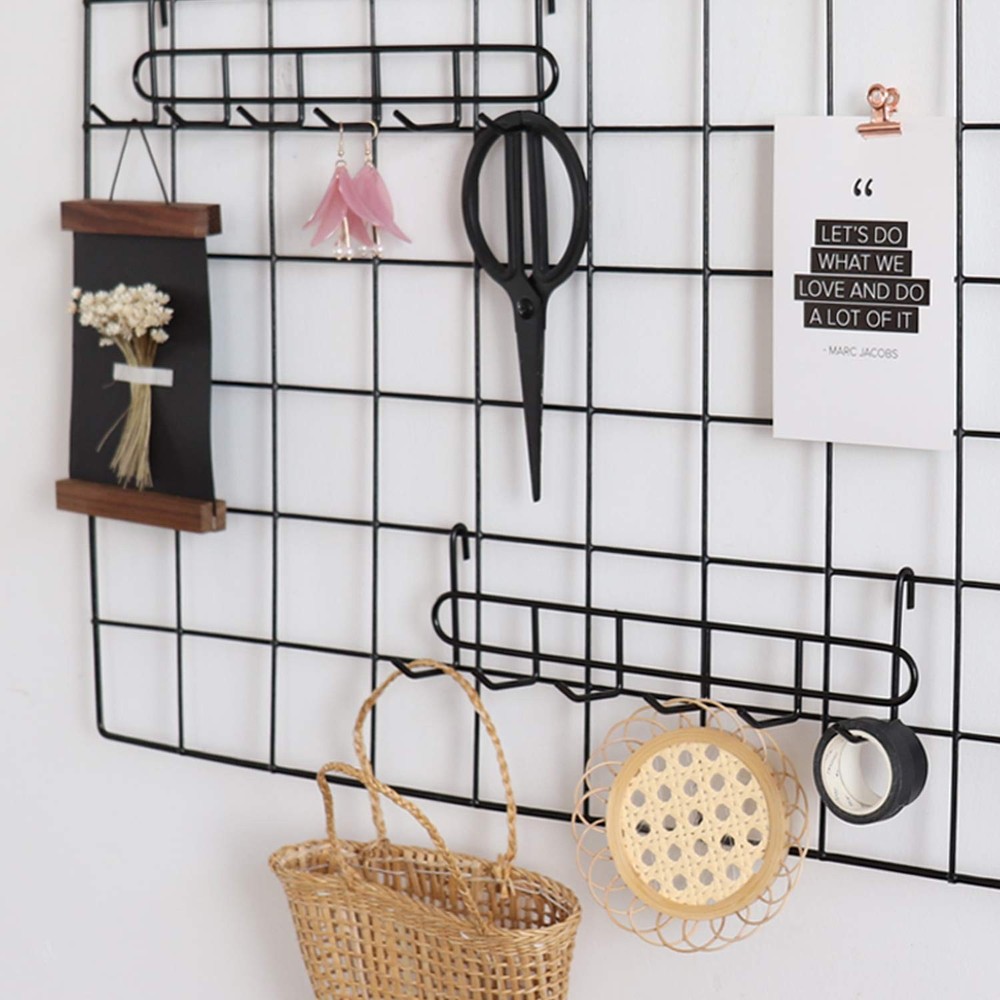 Storage Hooks Rack, 2 Pack - Iron Wire Grid Hooks for Wall Mount Storage and ...