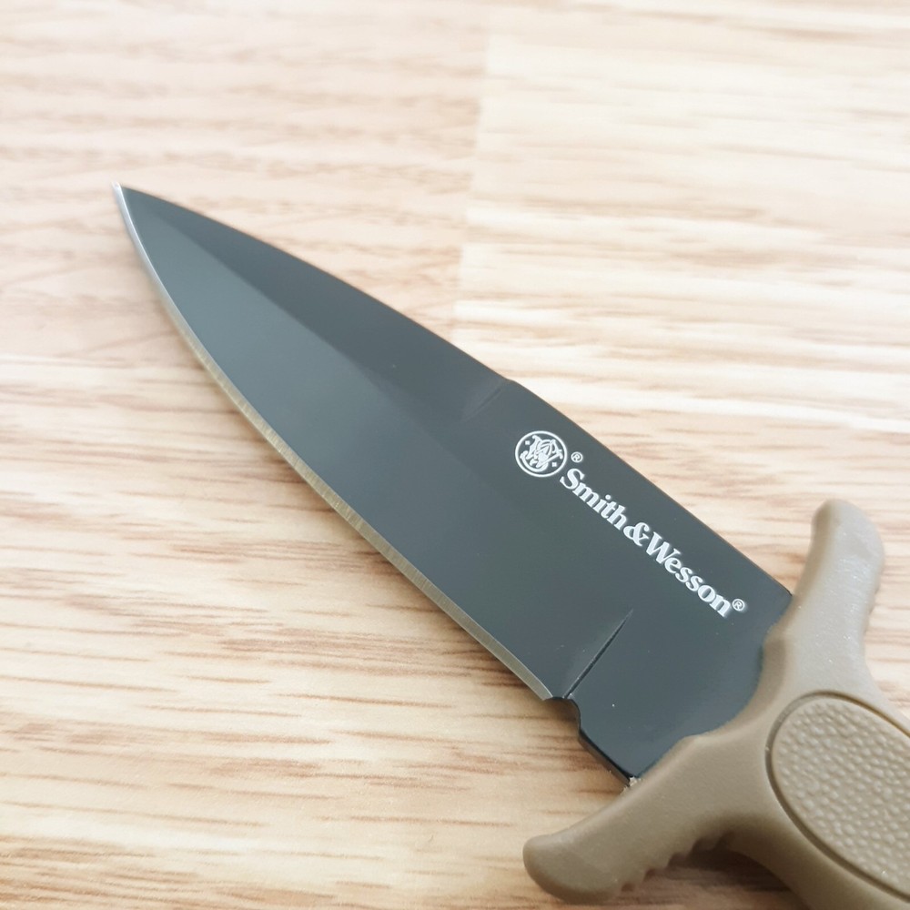 Smith & Wesson M&P Boot Fixed Knife 3" Stainless Steel Blade Tan Rubber Handle