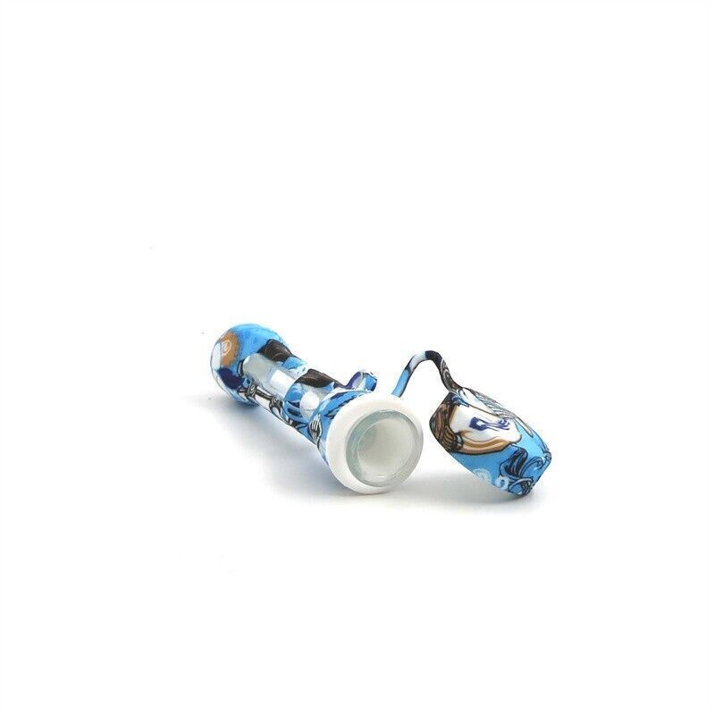 2 Pieces Convenient Silicone Cigarette Pipes with Cap Printed Flare Durable