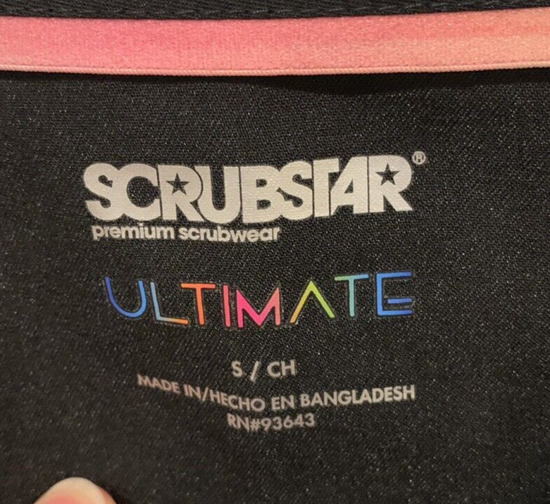 Scrubstar Ultimate Black Scrub Top Size Small Polyester/Rayon/Spandex, Pockets