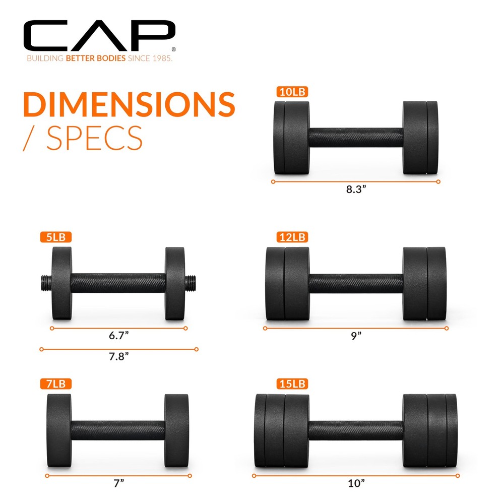 CAP Barbell 15 lb Adjustable Dumbbell – Compact Cast Iron Weight | Multiple Opti