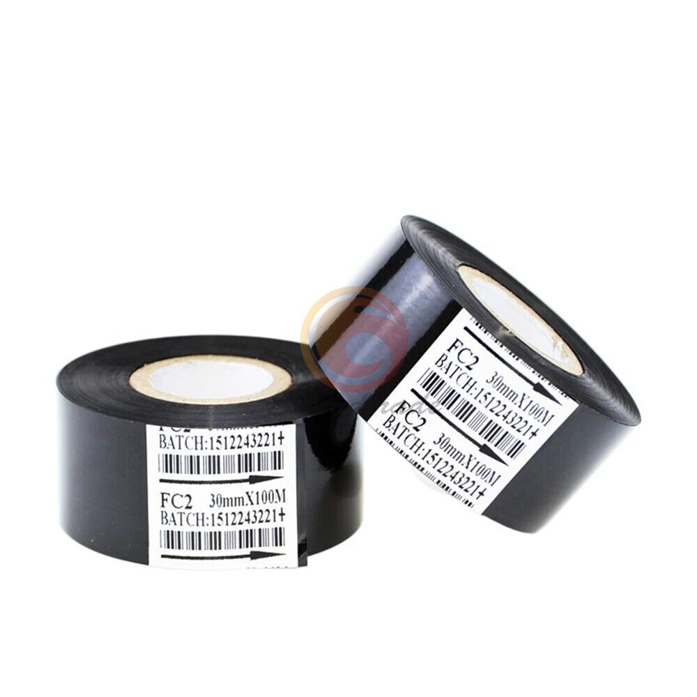 6 PCS FC2 30mm x 100m For Coder Printer Machine Black Hot Stamp Ribbon