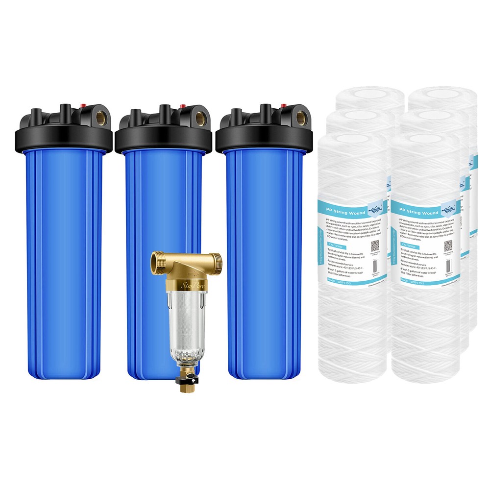 20 Inch Home Big Blue Whole House Water Filter Housing System PP String Sediment