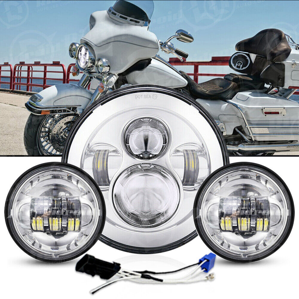 7" Headlight + 4.5" LED Passing Lights For Harley-Davidson Electra Glide Classic