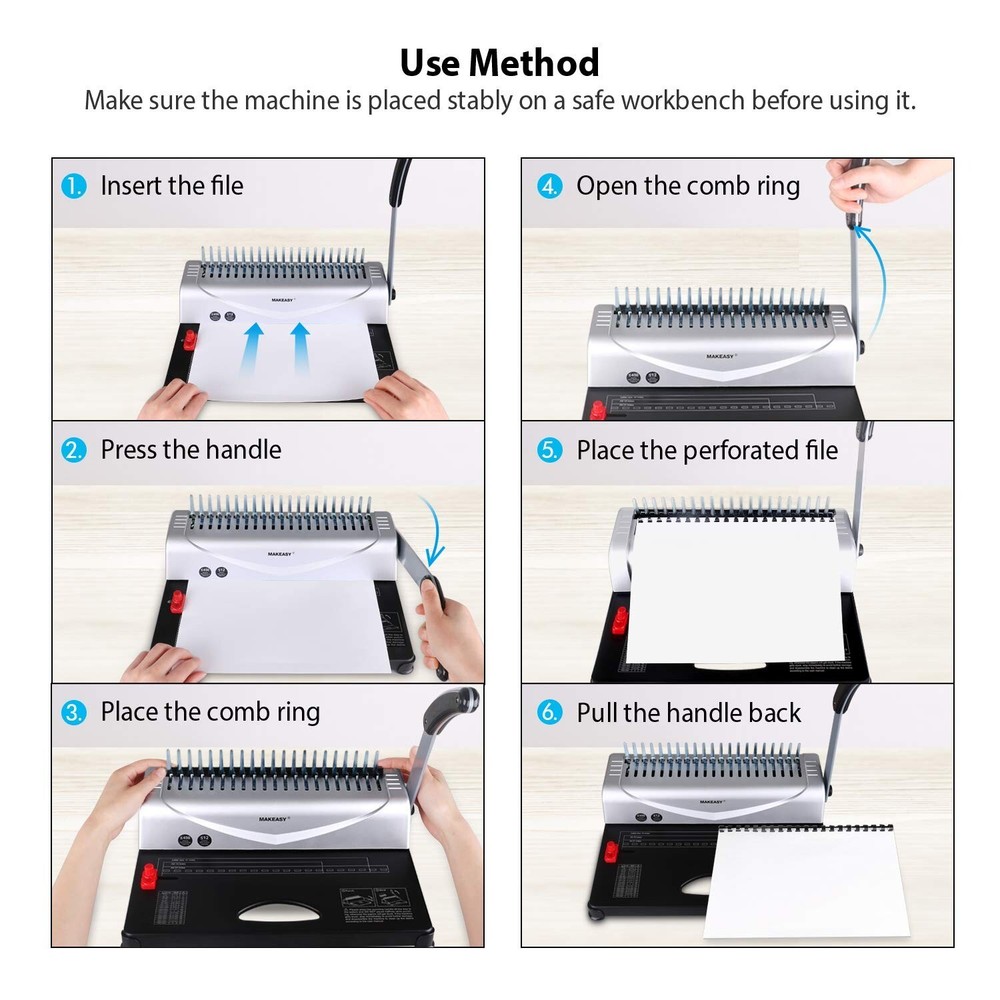 MAKEASY Binding Machine, 21-Hole, 450 Sheets, Book Binding Machines with 100P...