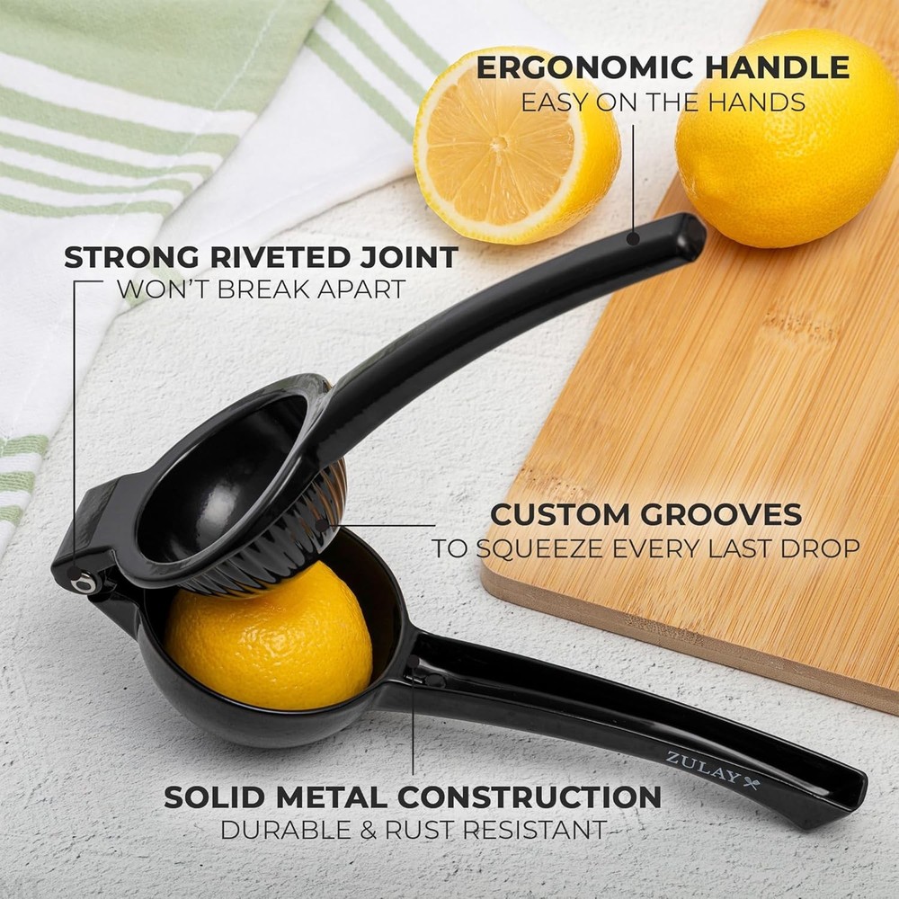 Compact Portable Lemon and Lime Squeezer - Quality Kitchen Tool, Black