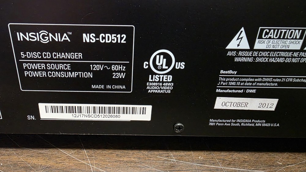 Insignia NS-CD512 5-Disc CD Changer Player