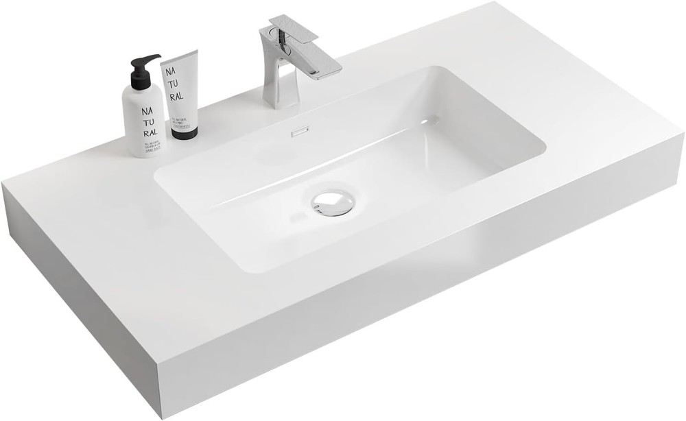 36 inch Integrated solid surface basin  drain and faucet not included, glossy